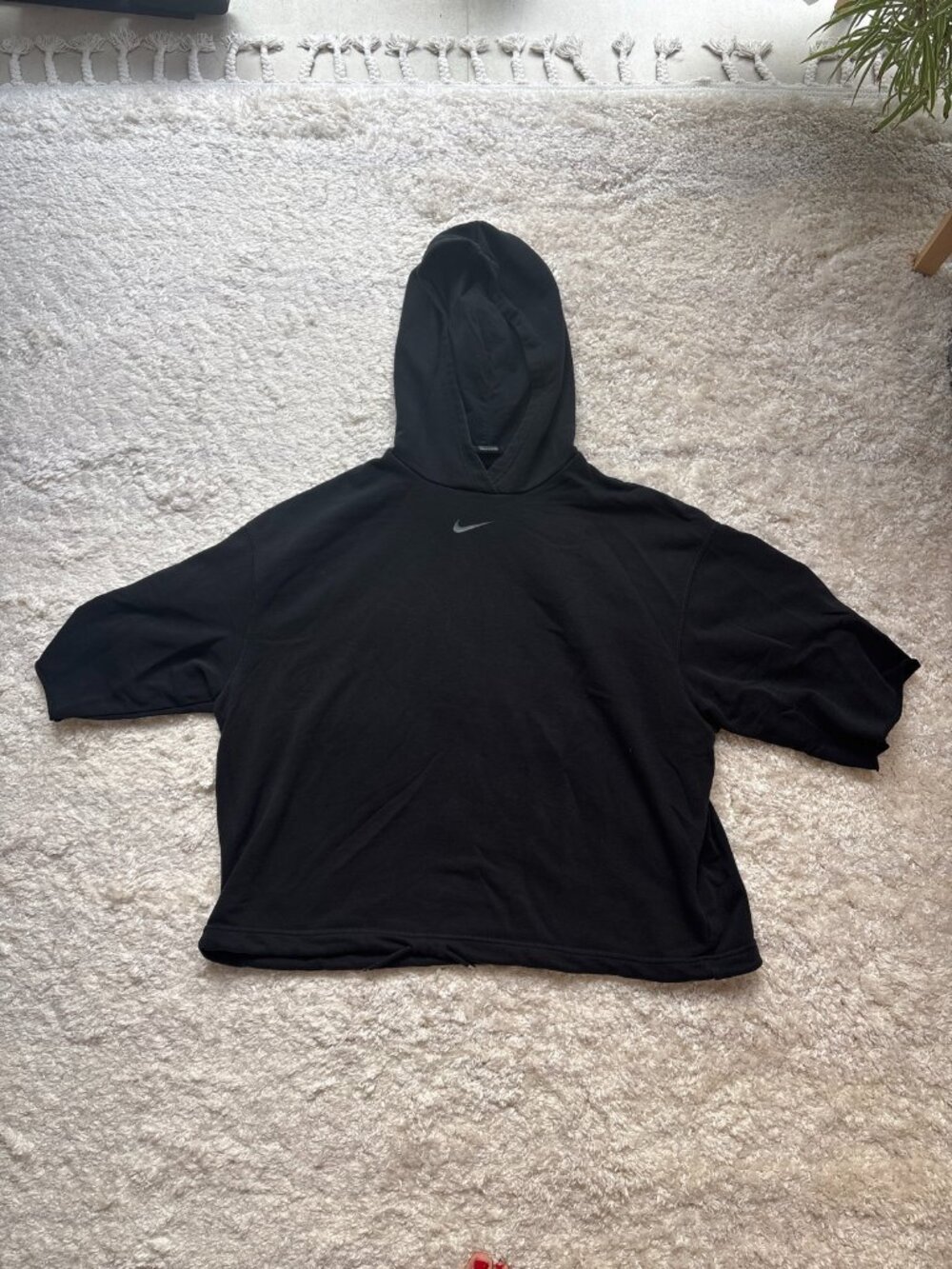 Nike Women's Black Short Sleeve Hoodie Small Swoosh Size XL